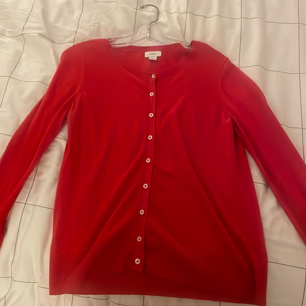 Old Navy Red Button-Up Cardigan Size M